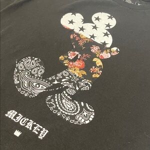 Y2K Mickey Mouse Iconic NEFF Black Floral Print Tee Paisley Bandanna Retro  XL